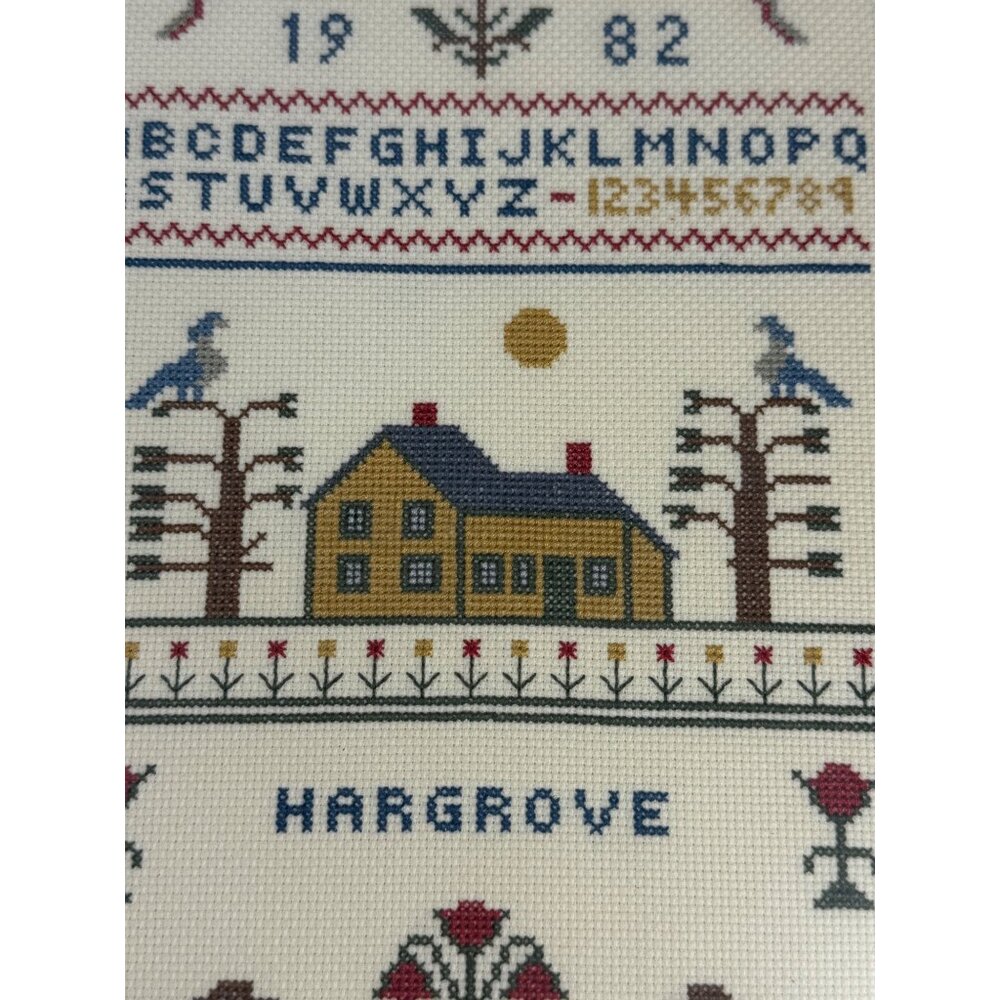 Framed Art Cross Stitch Embroidery Sampler Vintage ABC Alphabet Finished 1980s - Picture 9 of 12